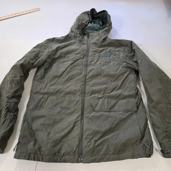 The North Face Mens DryVent Hooded Rain Jacket Olive Green Medium Full Zip Shell