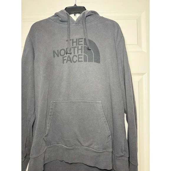 The North Face Mens Logo Pullover Hoodie Gray Faded‎ Fleece Sweatshirt Large
