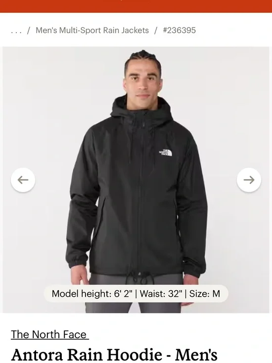 The North Face Mens Antora Black Hooded Rain hoody