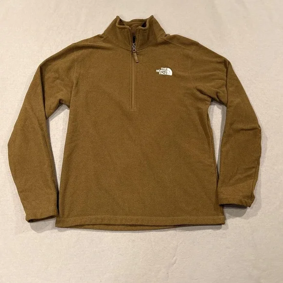 The‎ North Face Sweater Men Medium Brown Waffle Knit 1/4 Zip Pullover Hiking