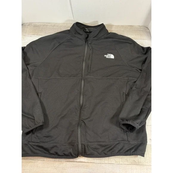 The North Face Mens XXL Black Full Zip Fleece Jacket Stretch Zip Pockets TNF