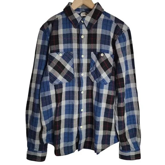 The North Face Flannel‎ Men's Medium Twill Plaid Button Up Blue NWT