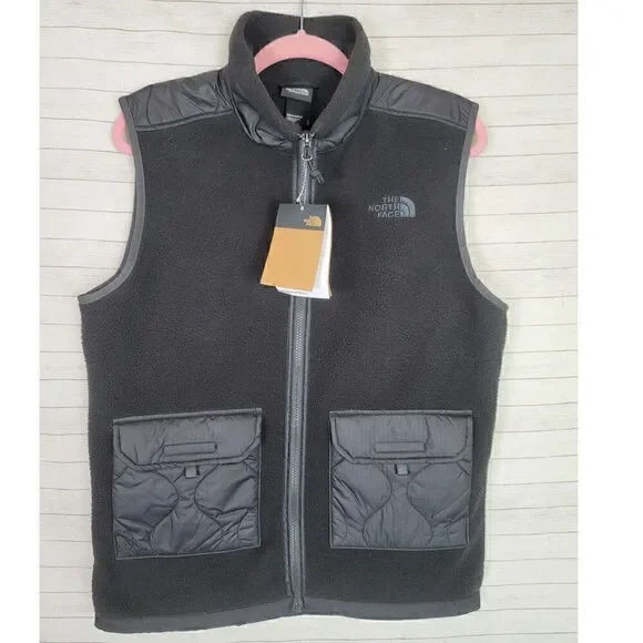 THE NORTH FACE Royal Arch Fleece Full-Zip Vest Jacket in Asphalt/Black, sz Small