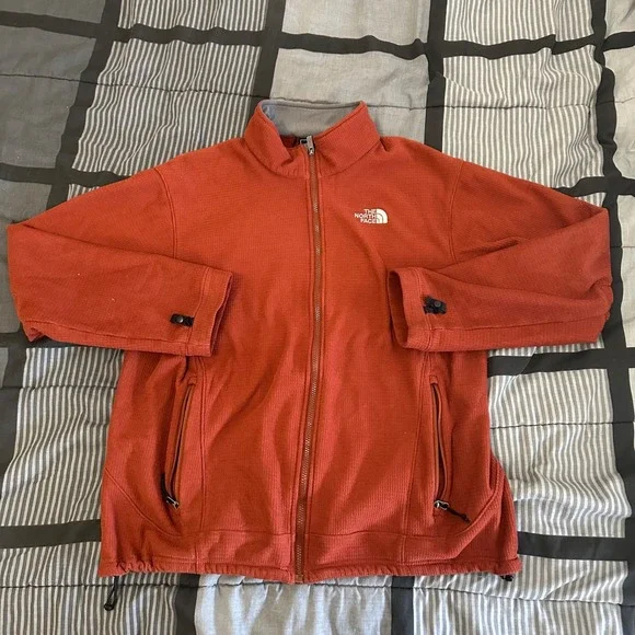 The North Face Zip‎ Up Fleece Sweatshirt Burnt Orange Y2K Size XL