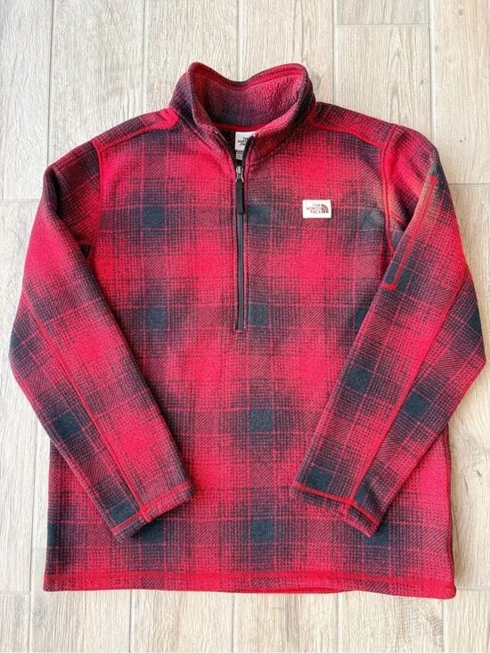 The North Face Mens Gordon Lyons 1/4 Zip Pullover Fleece Jacket Buffalo Plaid XL