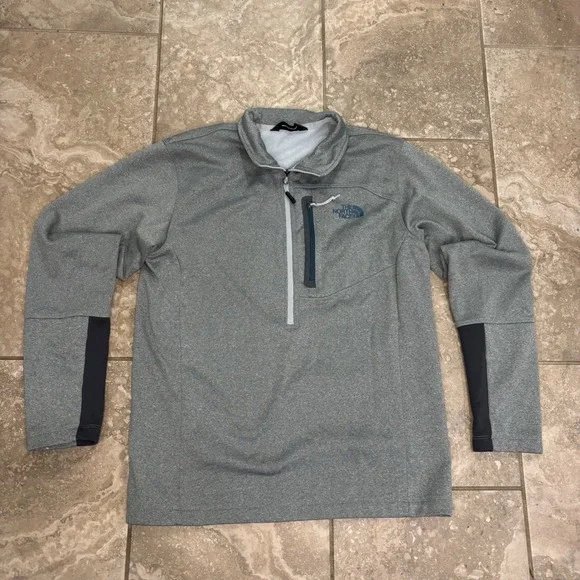 The North‎ Face Mens Quarter Zip Pullover Grey Performance Fleece Jacket M