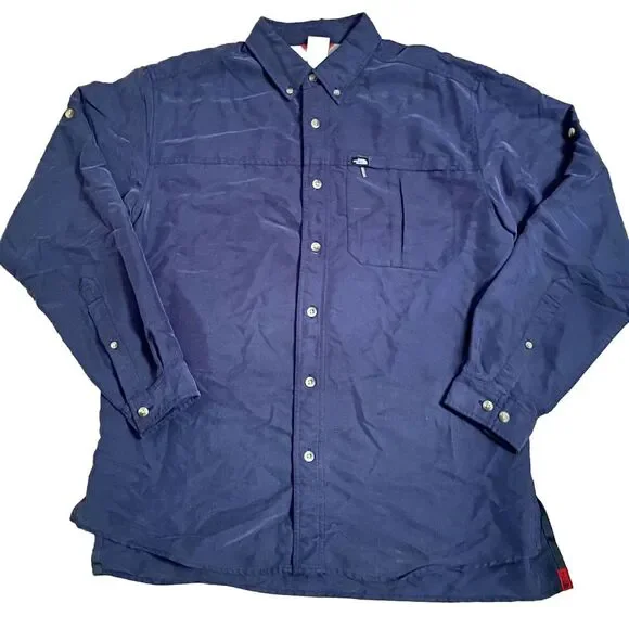 The North Face Men's Long Sleeve Dress Shirt Size M Button‎ Down Navy Blue F