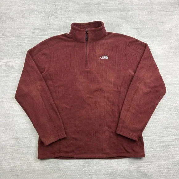 The North Face 1/4 Zip Sweatshirt Men's Large‎ Brown Logo Hiking Pull Over