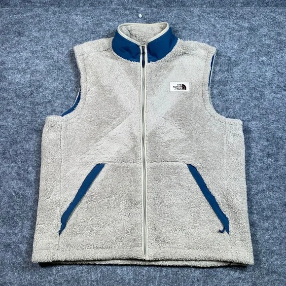 The North Face Mens Campshire Sherpa Fleece Vest‎ Beige Navy Blue XL NF0A39NO