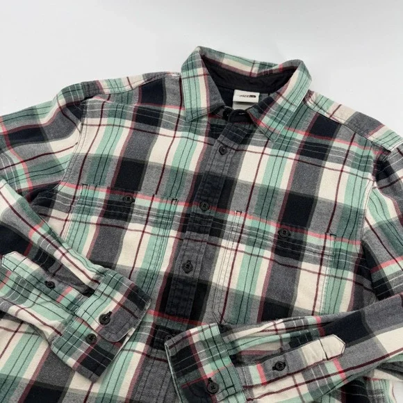 The North Face Mens Plaid Flannel Shirt Mint Green Black Long‎ Sleeve Medium