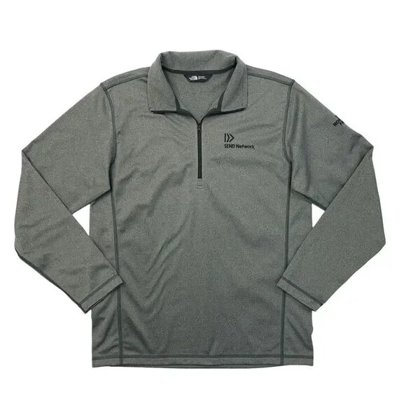 The North Face Sweatshirt Mens M Medium Grey Heathered Quarter‎ Zip Chest Logo