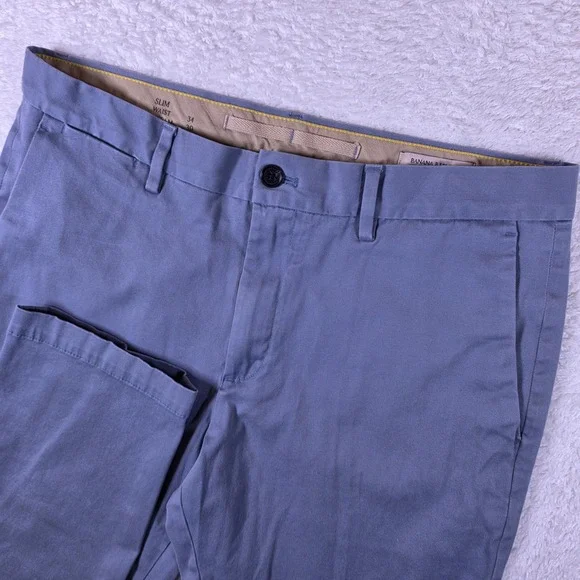 Banana Republic Rapid Movement Chino Mens 34/30 Grey Blue Slim Fit Stretch Pants