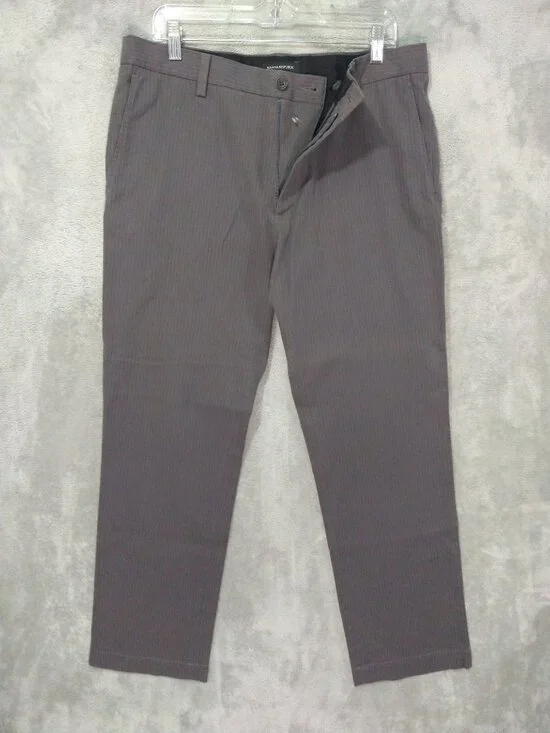 Banana Republic Pants Mens 34x30 Gray Striped Chino Emerson Straight Leg Flat