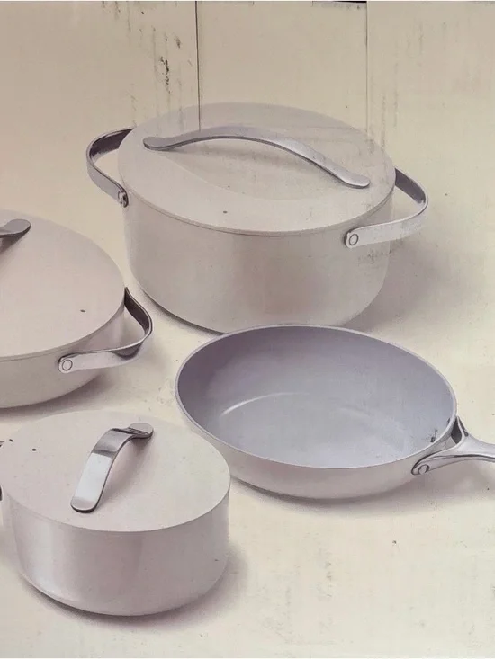 Caraway Matte White Ceramic-Look Cookware Set with Comfort Handles