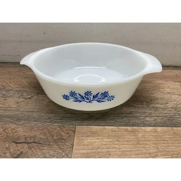 fire king blue cornflower Vintage 1 Quart 436 7.5 Round Anchor Hocking Casserole