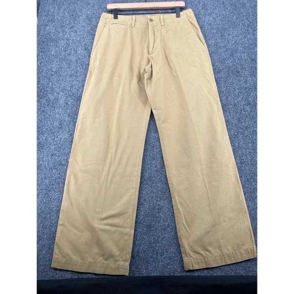 Banana Republic Relaxed Fit Chinos Men 32x32 Khaki Tan Garment Dye Wide Leg Pant