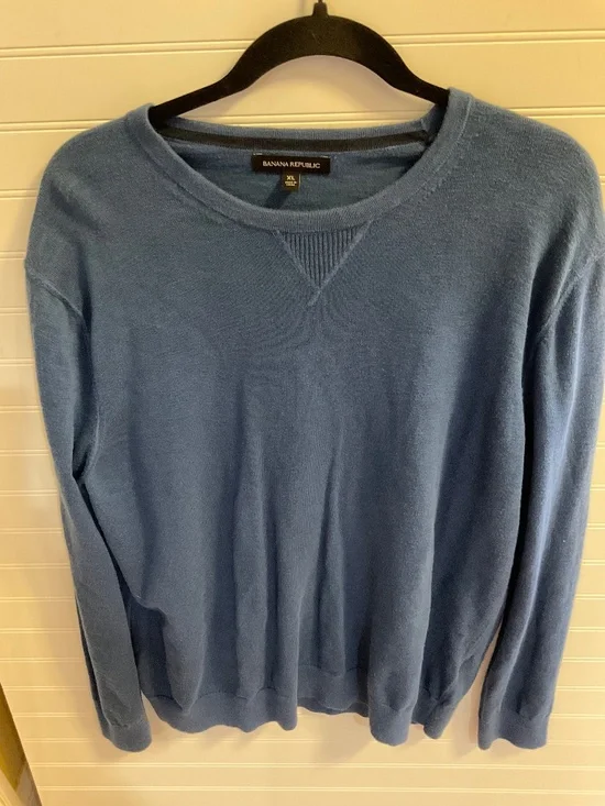 Banana Republic Mens XL Blue Merino Wool Crewneck Sweater Preppy