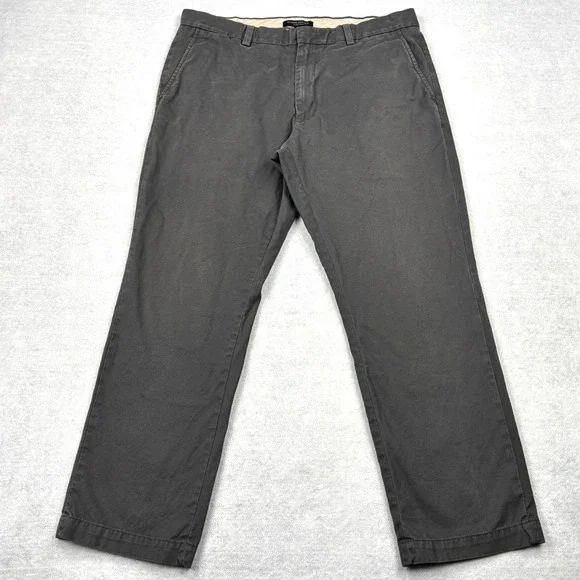 Banana Republic Aiden Chino Pants Mens 34x28 Gray 100% Cotton Slim Fit Trousers