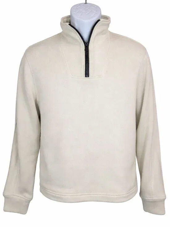 Banana Republic Men’s Quarter Zip Pullover Sweater Cream Black | Small