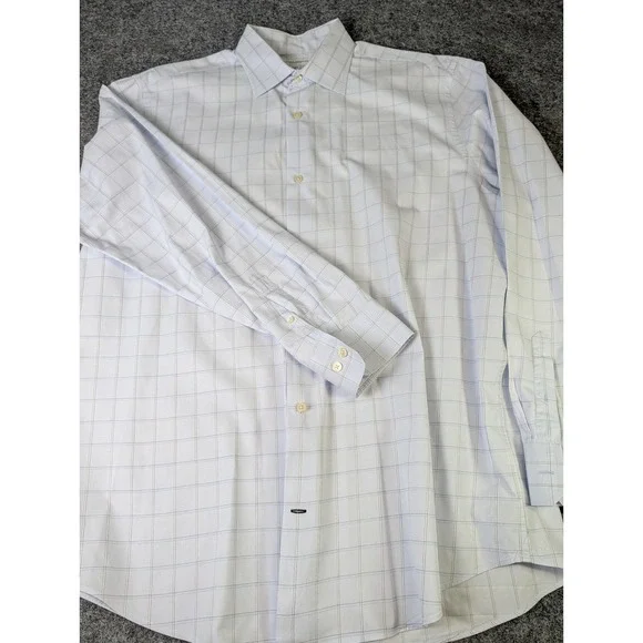 Banana Republic Classic Fit Mens XL Light Blue Windowpane Check Cotton Shirt EUC