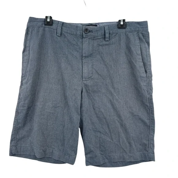 Banana Republic Emerson‎ Shorts Mens 34 Blue Pinstripe Cotton Blend Flat Front