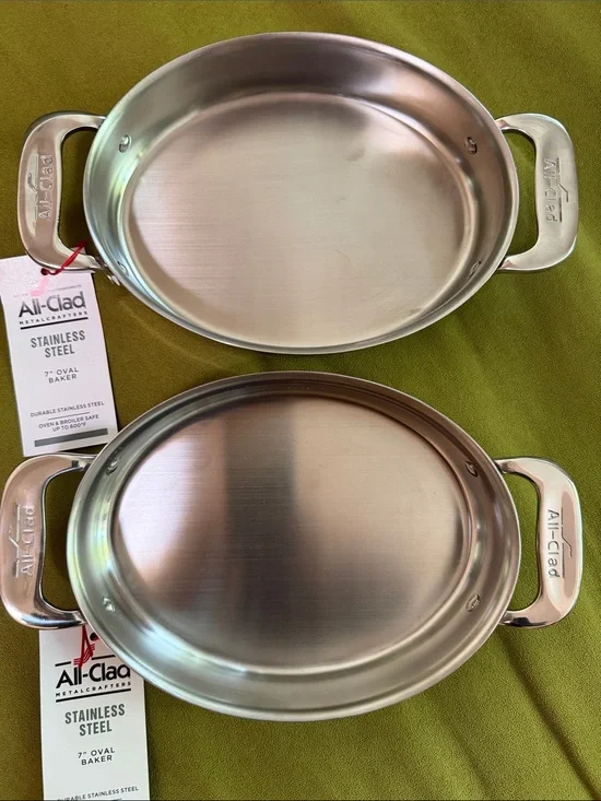 🩶🩶 NWT All-Clad 7” Mini Oval Bakers - Set of 2 - Stainless Steel 🩶🩶
