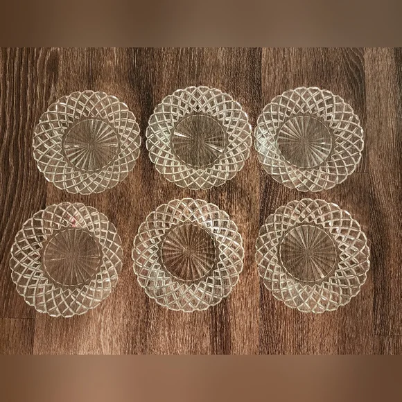 Depression GLASS 1930s 6pc ⚓️ Hocking Waterford Pattern  plates