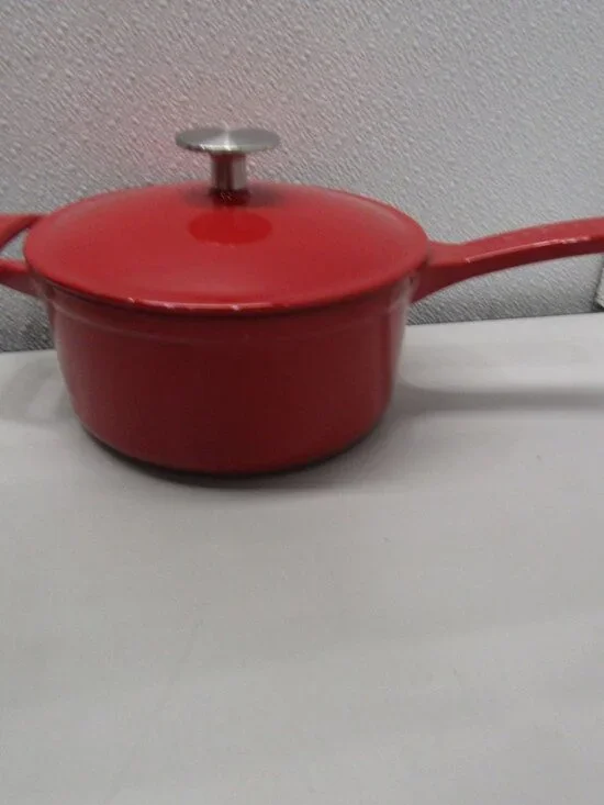 Made In Enameled Cast Iron Saucepan w/Lid, 2 Qt. - Red