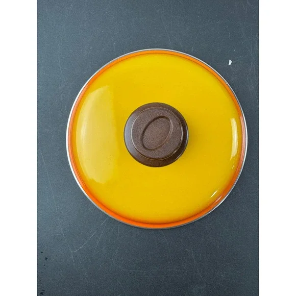 Vintage Enamel Pot Lid Yellow Orange Ombre Gradient Retro‎ Replacement 8.25 Inch