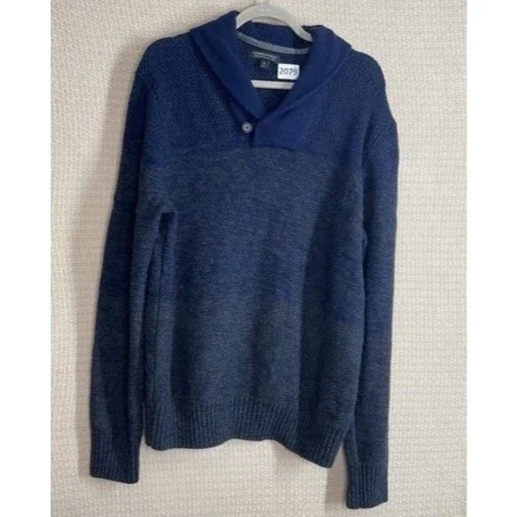 Banana‎ Republic Merino Wool Blend Shawl Collar Sweater Men Size XL Navy Blue