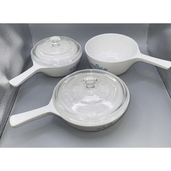 Vintage Corning‎ Ware  P-83-B Petite Pan & P-81-B P-82-B No Lid Cornflower Blue