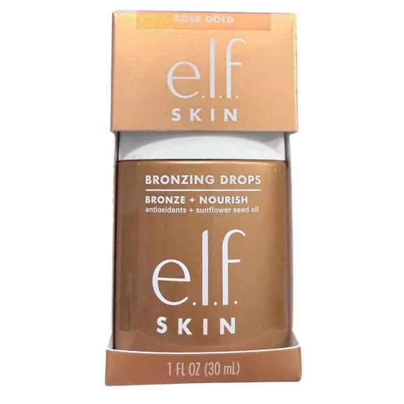ELF Skin Bronzing Drops Rose Gold Bronze + Nourish Serum 1 fl oz New