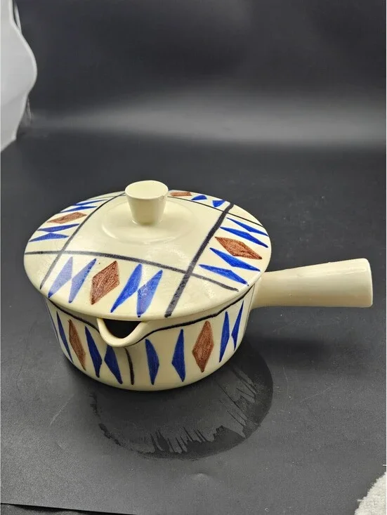 Vtg Hoganas Keramik Sweden Lidded Mid Century Modern AJ Fine Crack