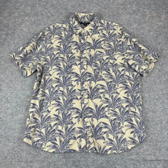Banana Republic Linen Button Down Shirt Floral Pocket Mens Large L