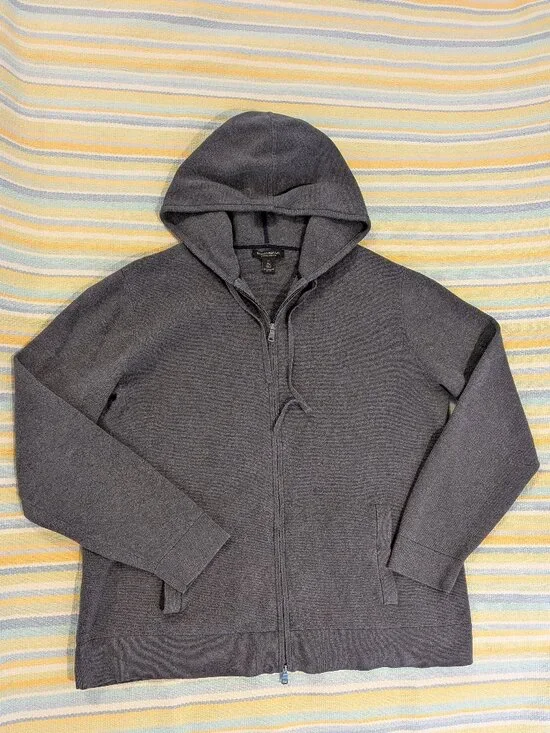 ⭐ Men's Banana Republic Supima Cotton gray hooded zip up sweater XL Tall
