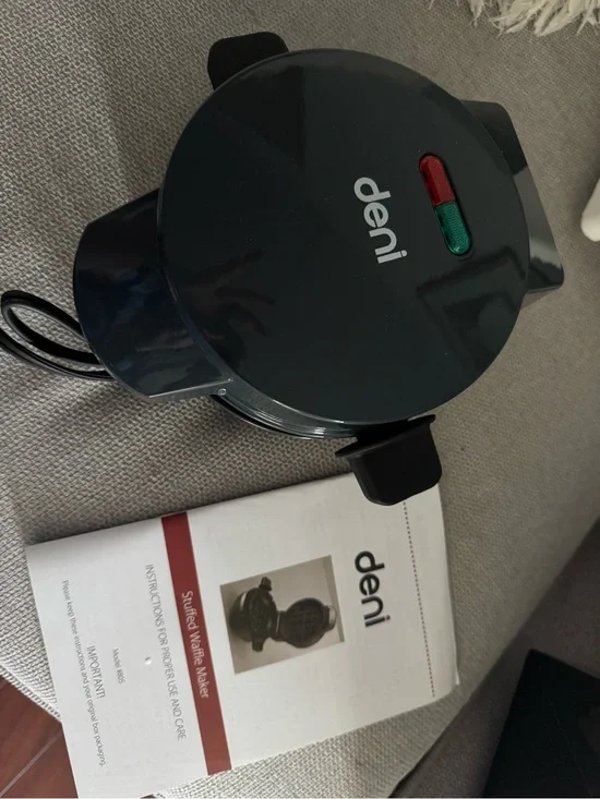 Deni Black Electric Waffle Maker - Compact Nonstick Breakfast Appliance
