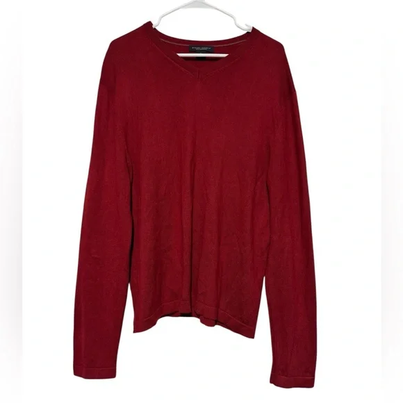 Banana Republic Silk Cashmere v-neck  SweaterMen Size L Red Preppy Work‎ Office