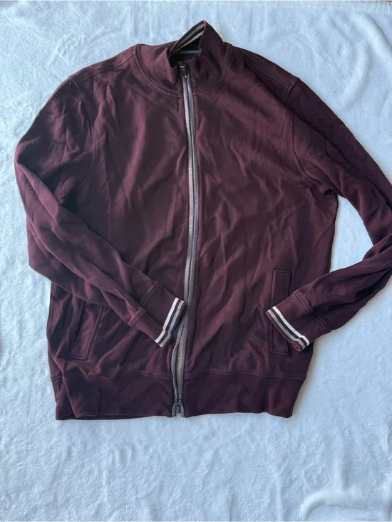 Banana Republic Maroon Full-Zip Sweater Jacket