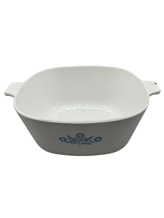 Corning Ware 2 1/2 Qt Casserole Dish Blue Cornflower Pattern Made In USA READ