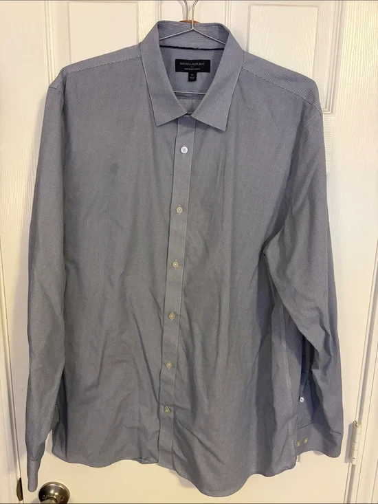Banana Republic Men's Blue Micro-Pattern Dress Shirt (small spot price drop)