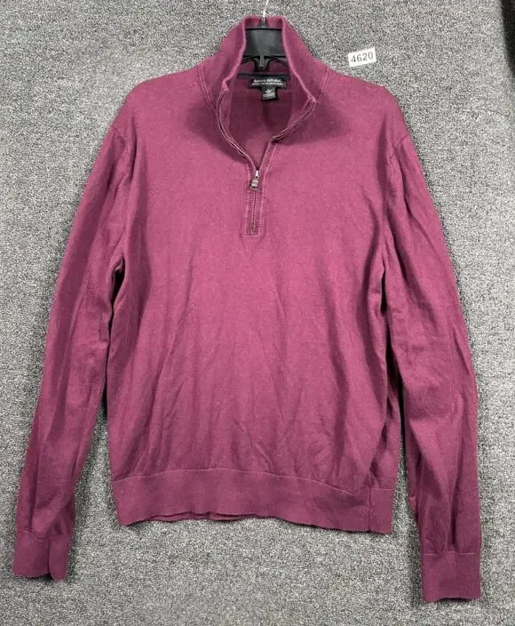 Banana Republic Sweater Men's Size L Burgundy 1/4 Zip Pima Cotton Cashmere