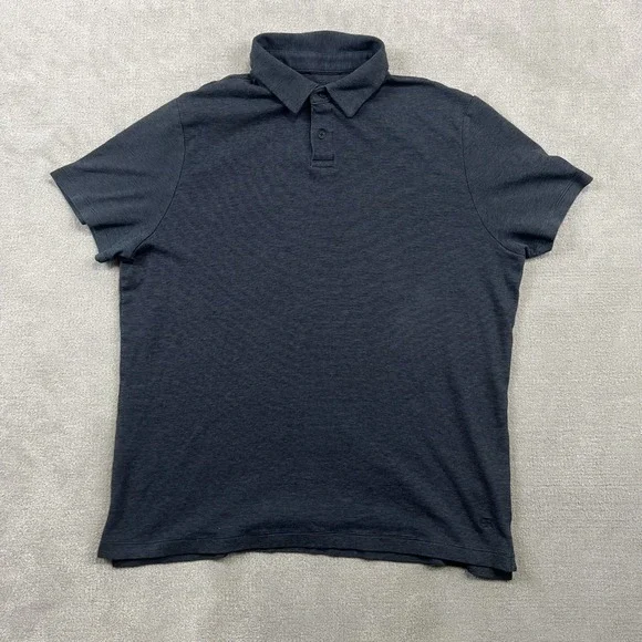 Banana Republic Polo XL Mens Charcoal Gray Micro Stripe Short Sleeve Cotton