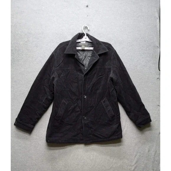 Banana Republic Men Jacket M Black Fibers Other Wool Button Quilt Lined