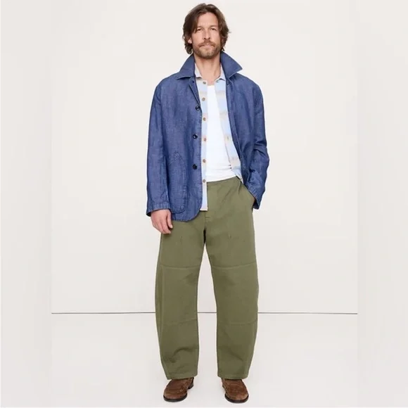 Banana Republic Winter Moss Green Loose Barrel Pull-On Pant - #891158 🖤