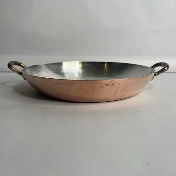 Spring Antique Copper Pan Fry Saute Switzerland 9.5