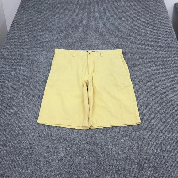 Banana Republic Shorts Mens 34 Yellow Cotton Seersucker Casual Preppy