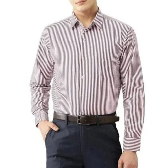 Banana Republic Long Sleeve Mens Button Up Shirt Large Stripe Purple Stretch NWT