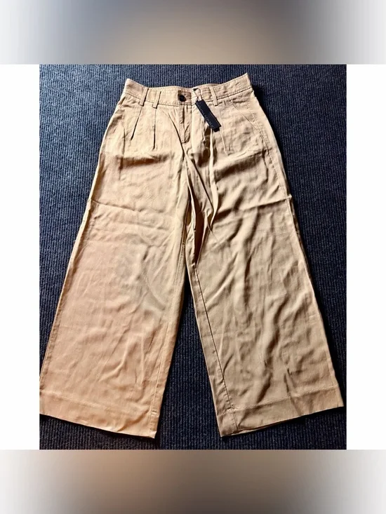 Banana Republic High Rise Wide Leg Pleated Pants Beige Sand Dune Size 8 NWT