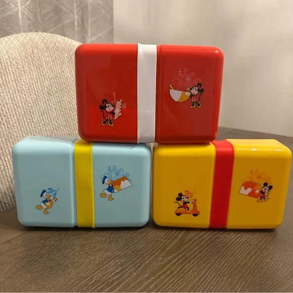 NEW‎ Disney Parks Food & Wine Epcot Bento Box Set Of 3 - Mickey, Minnie, Donald