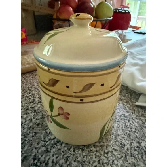 International China Co‎ Portugal Hand Painted Floral Ceramic Canister with Lid